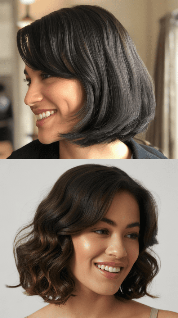  Angled Long Bob With Side-Part Curtain Bangs
