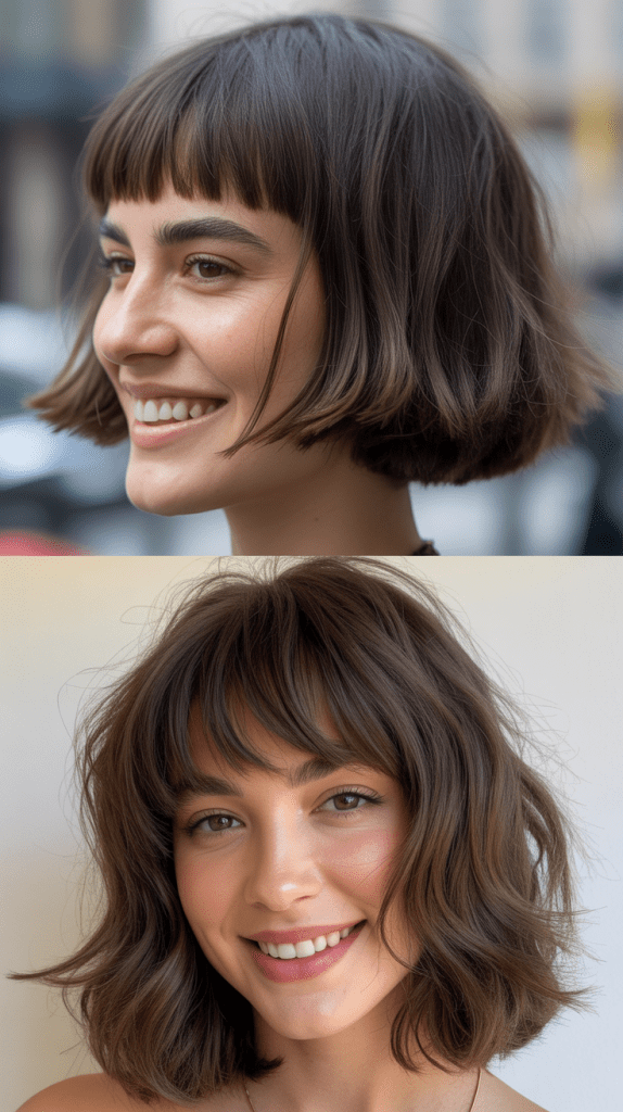 Choppy Bob with Blunt Bangs and Piece-y Ends