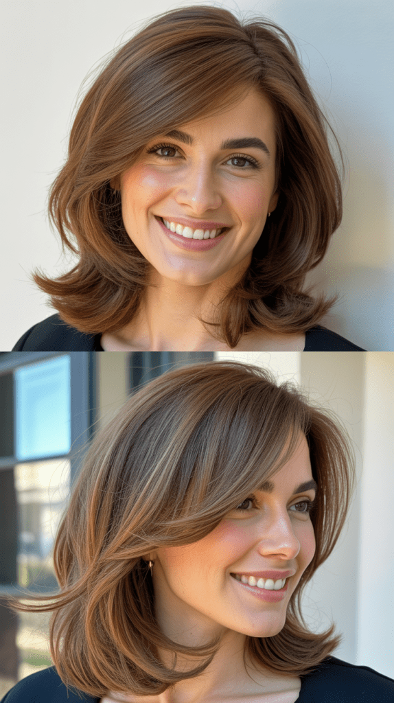 Multilayered Cut With Angled Side Bangs