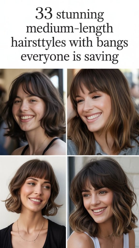 33 Stunning Medium-Length Hairstyles with Bangs Everyone Is Saving