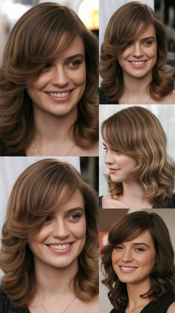 Side-Parted Bangs with Volume-Boosted Crown