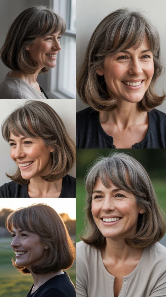 Mid-Length with Curtain Bangs