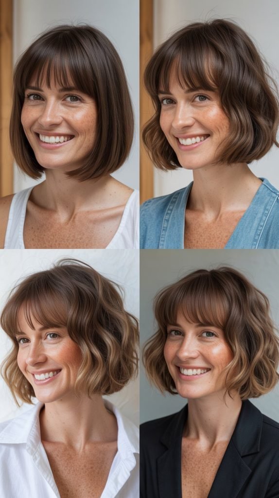  Layered Bob with Curtain Bangs