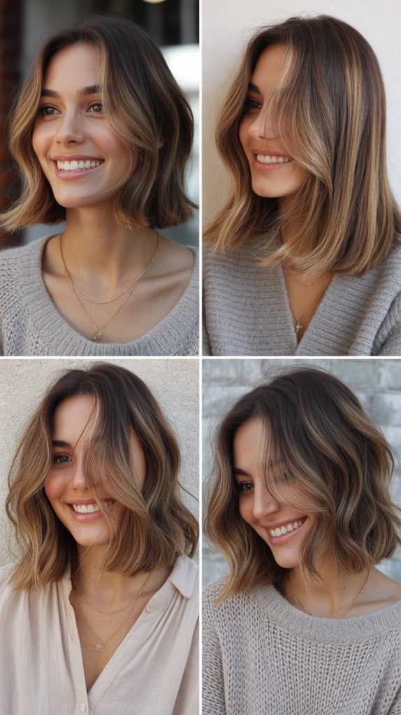 Long Bob with Honey Highlights