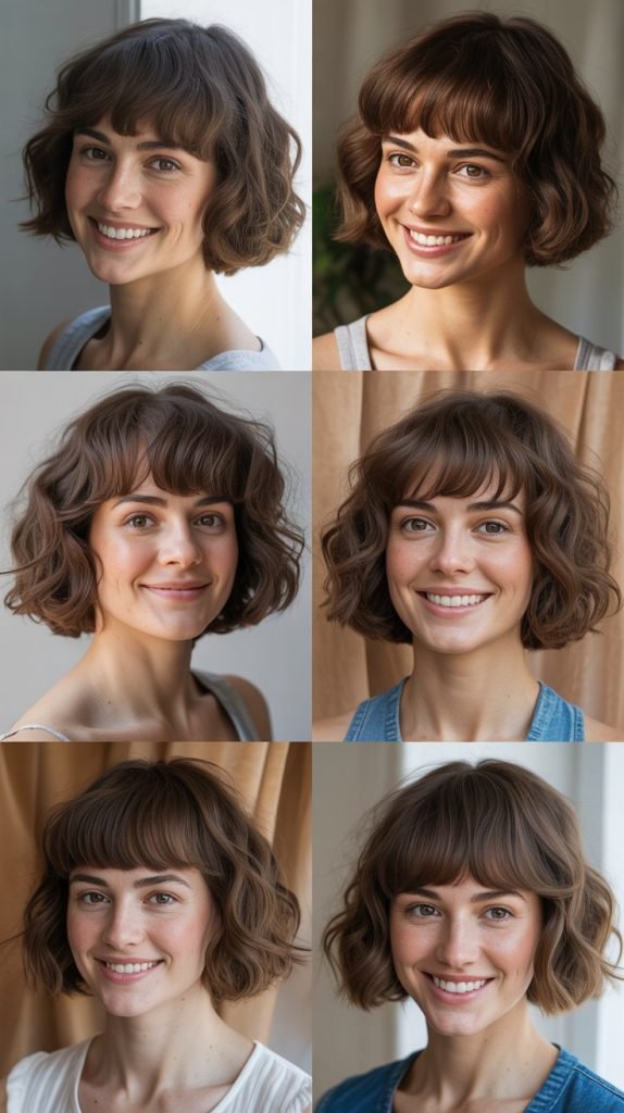  Wavy Bob With Feathered Bangs
