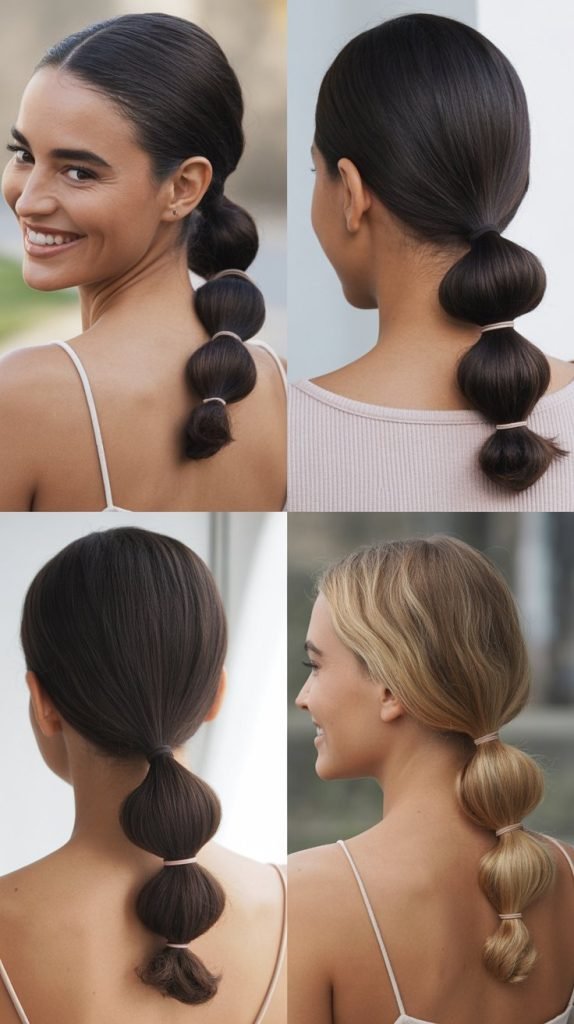 Low Ponytail with Bubble Sections