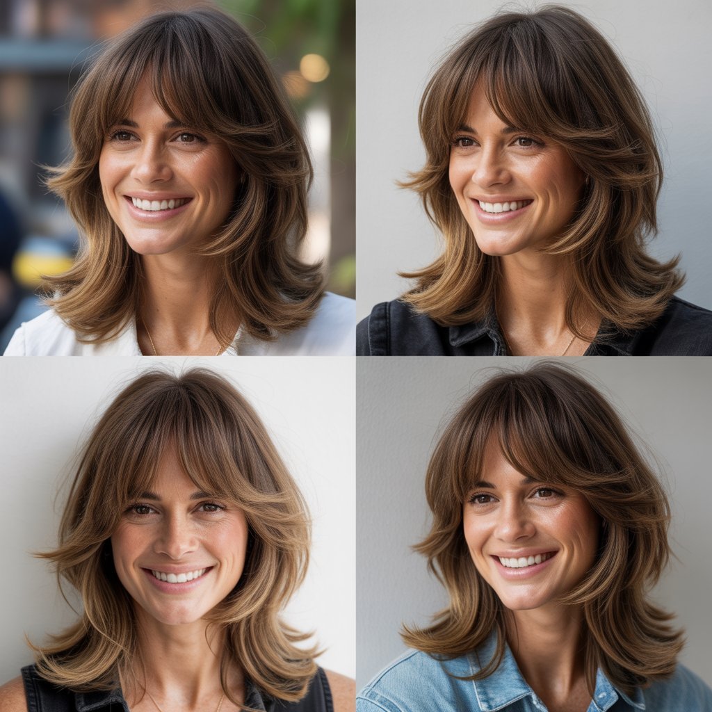 Long Curtain Bangs with Lived-In Layers