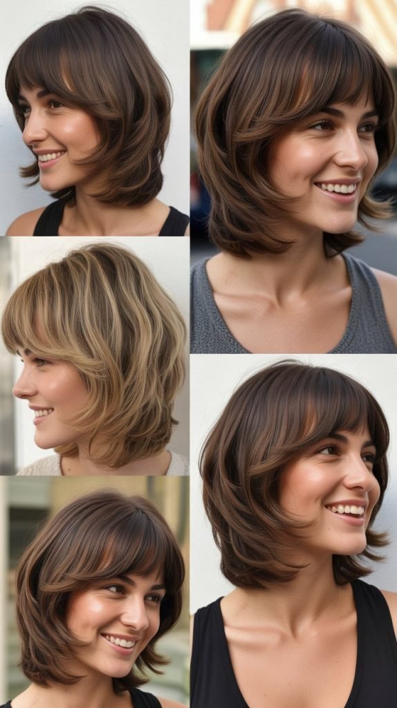 Layered Lob with Graduated Bangs