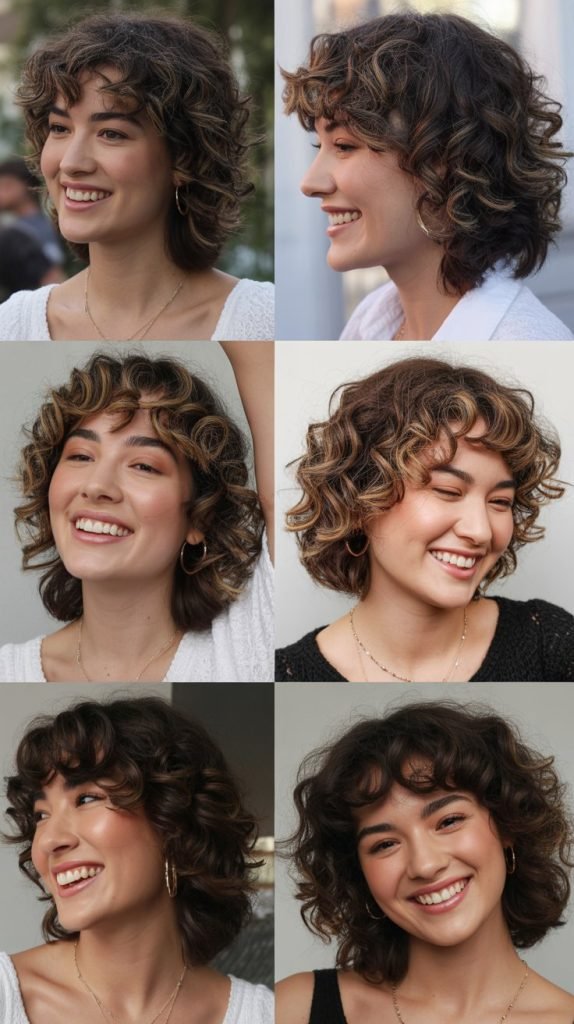 Curly Lob with Curly Bangs