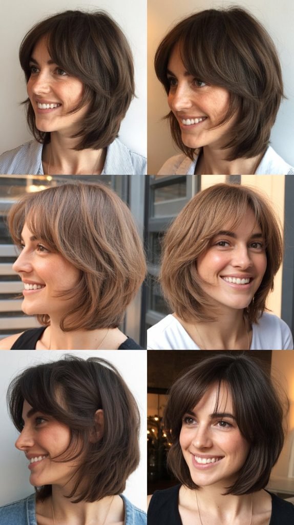 Layered Long Bob with Piecey Side-Swept Bangs