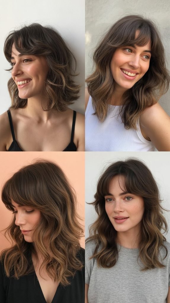 Wavy Lob with Long Bangs