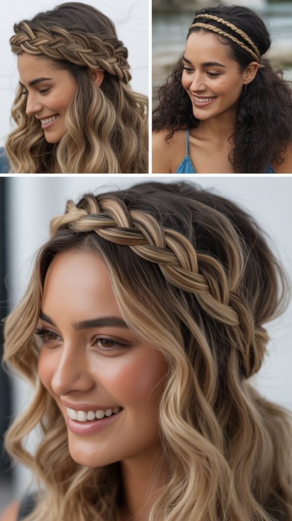Braided Headband with Loose Waves