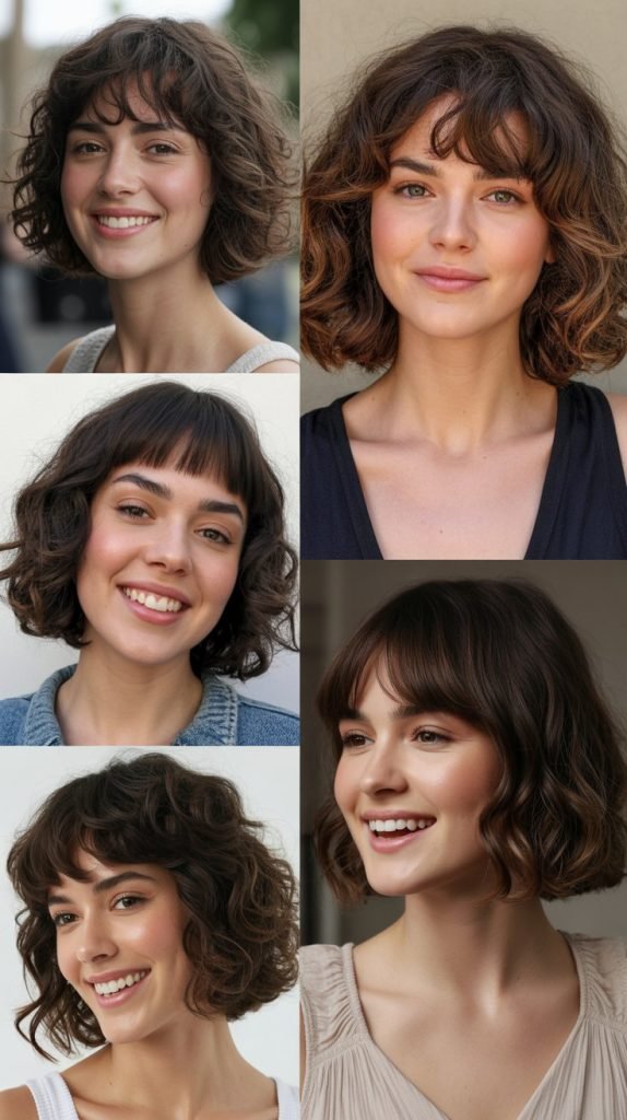 Wavy Bob with Fringe Bangs