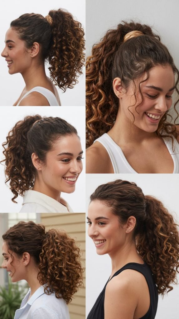 Curly Ponytail with Wrapped Base