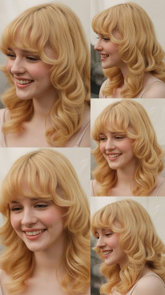 Golden Blonde Waves with Baby Bangs