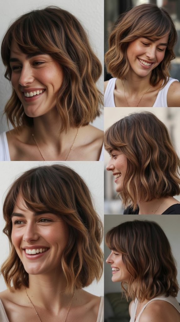 Shaggy Lob with Curtain Bangs