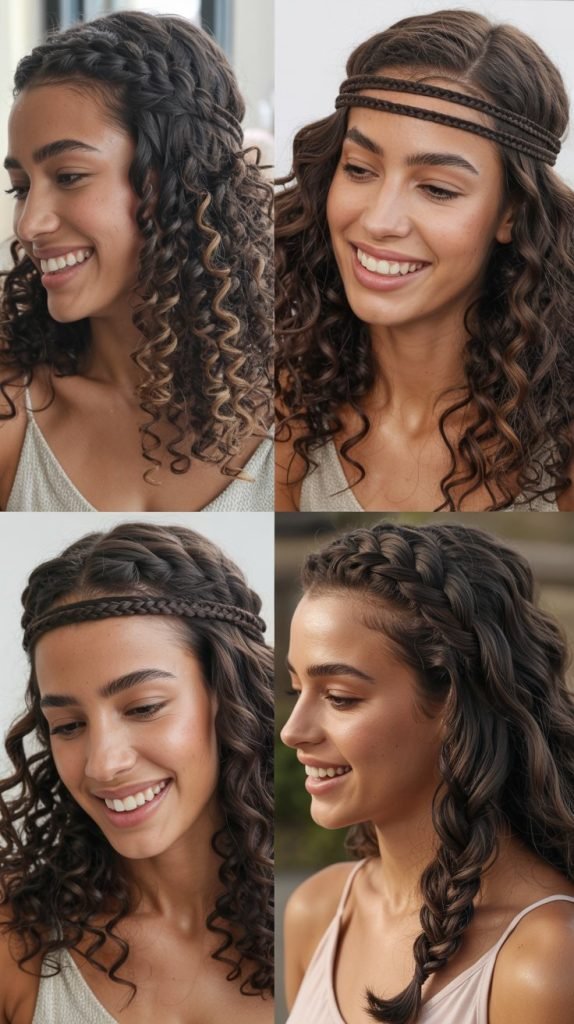 Braided Headband with Loose Curls