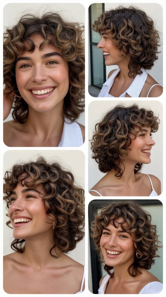 Curly Mid-Length with Curly Bangs