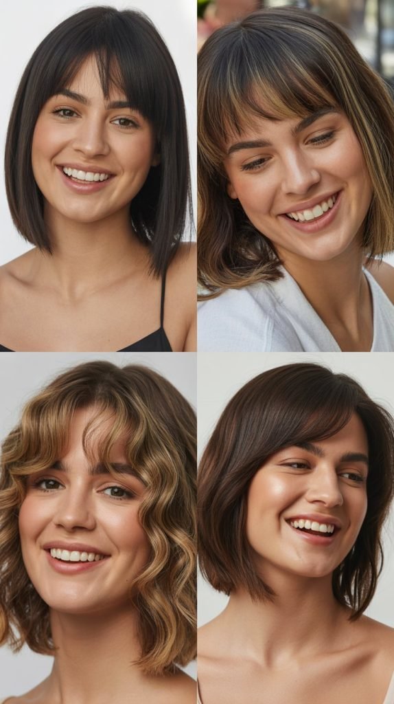 Inverted Lob with Swoopy Bangs