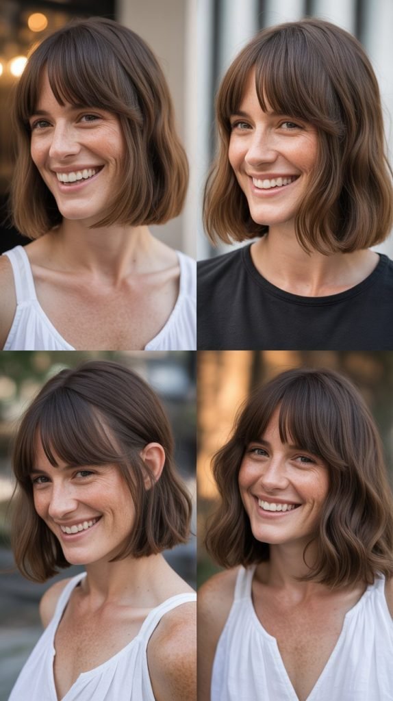  Long Bob with Curtain Bangs