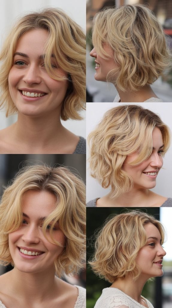 Messy Blonde Lob with Tousled Style