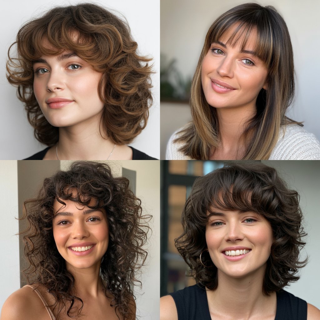 Soft Feathered Bangs with Cascading Layers