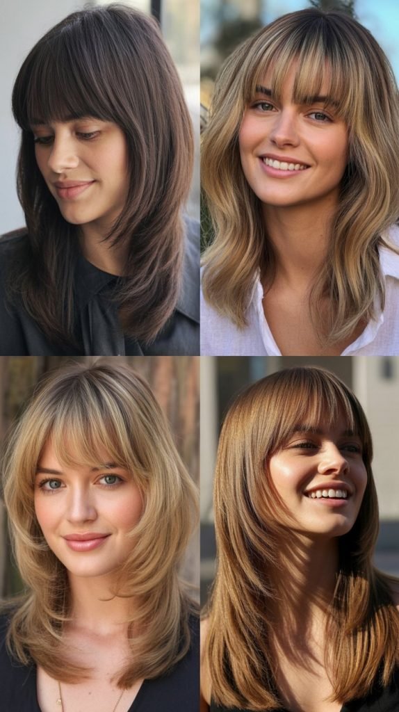 Layered Straight Hair with Full Bangs