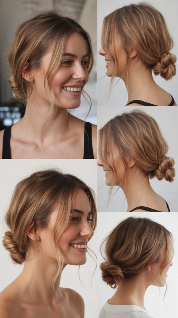  Low Messy Bun with Face-Framing Pieces