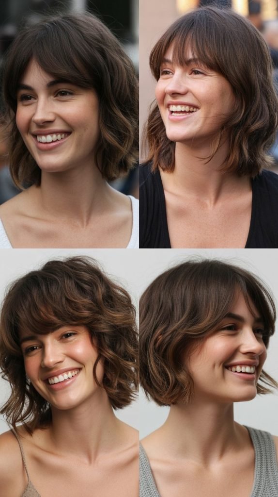 Tousled Lob with Grown-Out Bangs