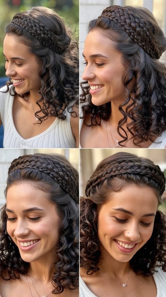 Braided Crown with Loose Curls