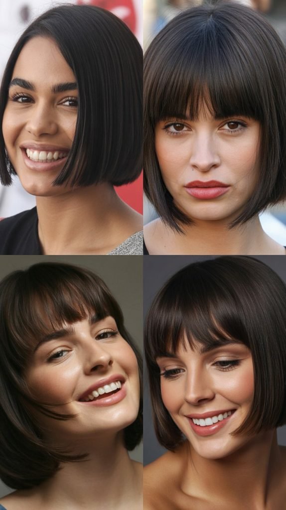 Sleek Bob With Center-Parted Baby Bangs
