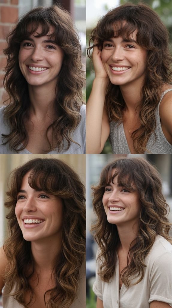 Wavy Bangs with Cascading Layers