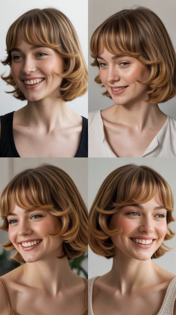 Soft Rounded Bangs with Flipped Ends