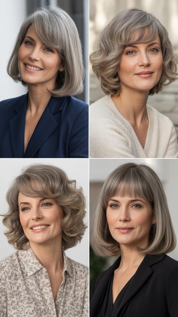 Rounded Lob with Swoopy Fringe