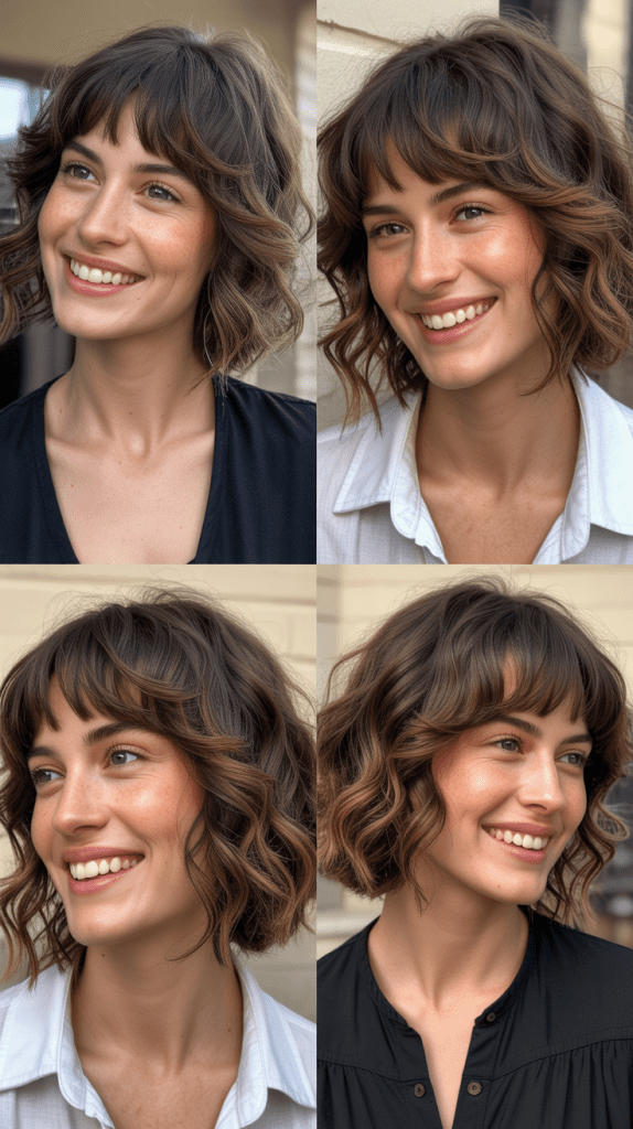 Feathered Baby Bangs with Layered Crop