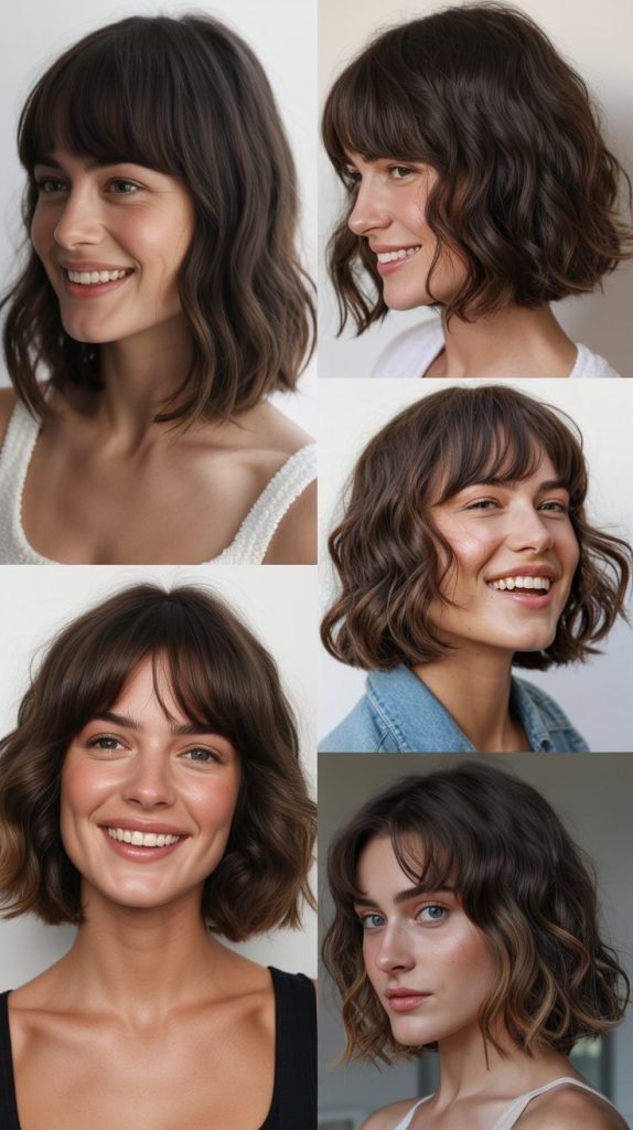  Wavy-Textured Straight Bob With Bangs