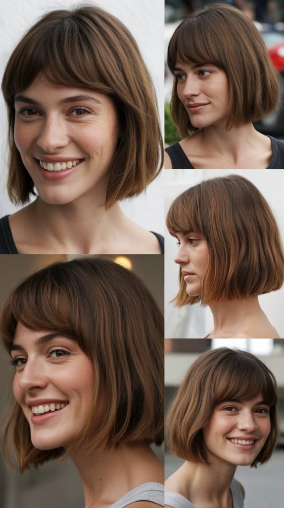 Center-Parted Bob With Face-Framing Bangs