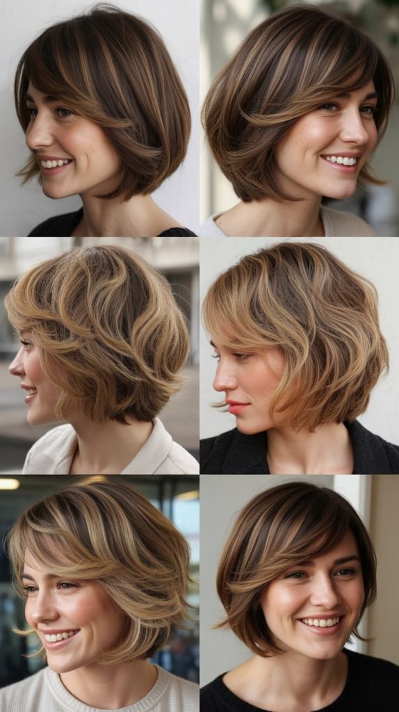 Layered Bob with Asymmetric Side Bangs