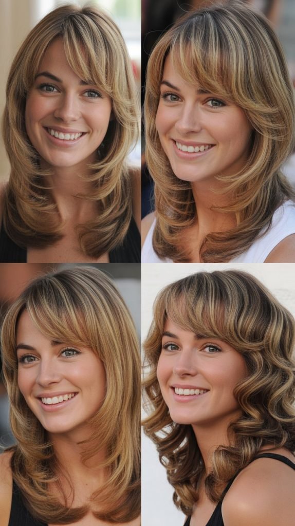 Feathered Side Bangs with Flowing Layers