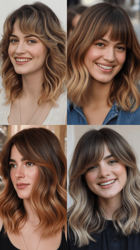 Wavy Bob With Long Bangs And Ombre