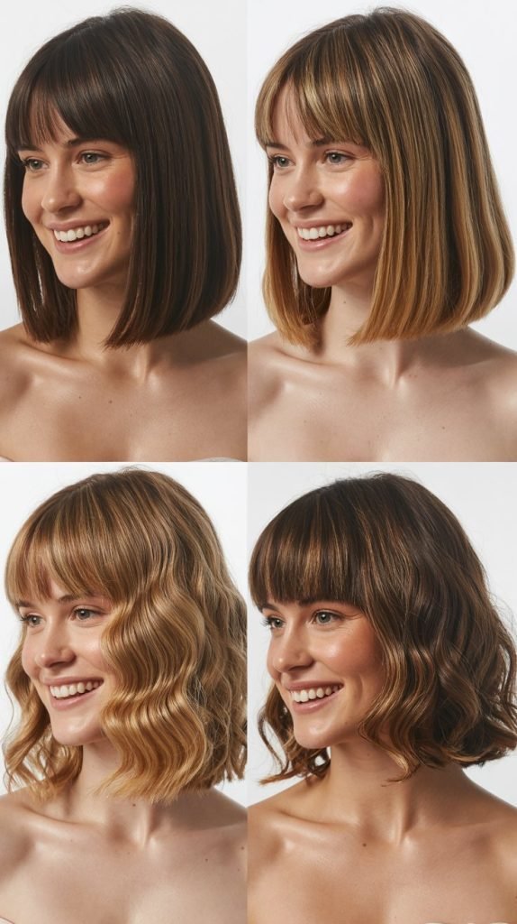 Voluminous Bob with Curtain Bangs