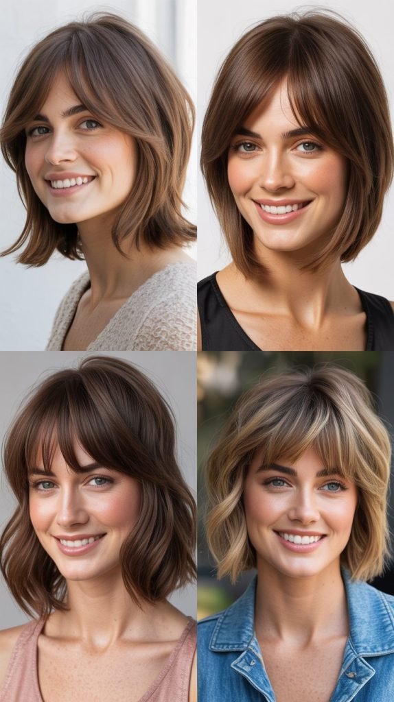  Sleek Lob With Curtain Bangs