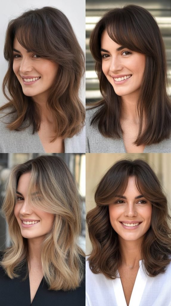 Voluminous Long Bob with Feathered Side Bangs