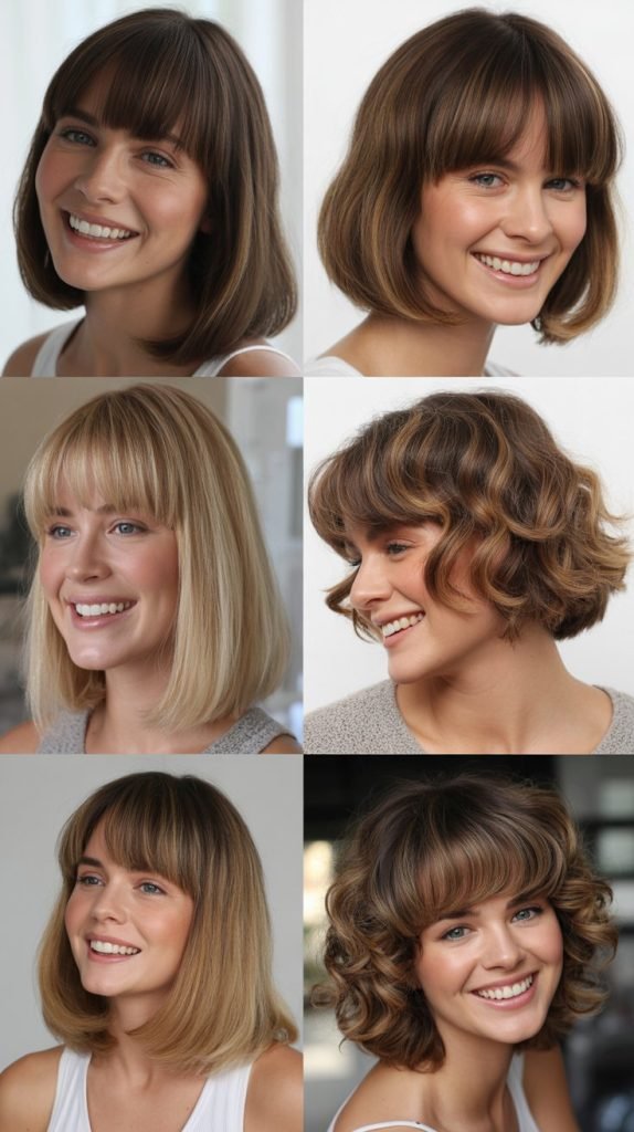 Volumized Long Bob With Rounded Bangs