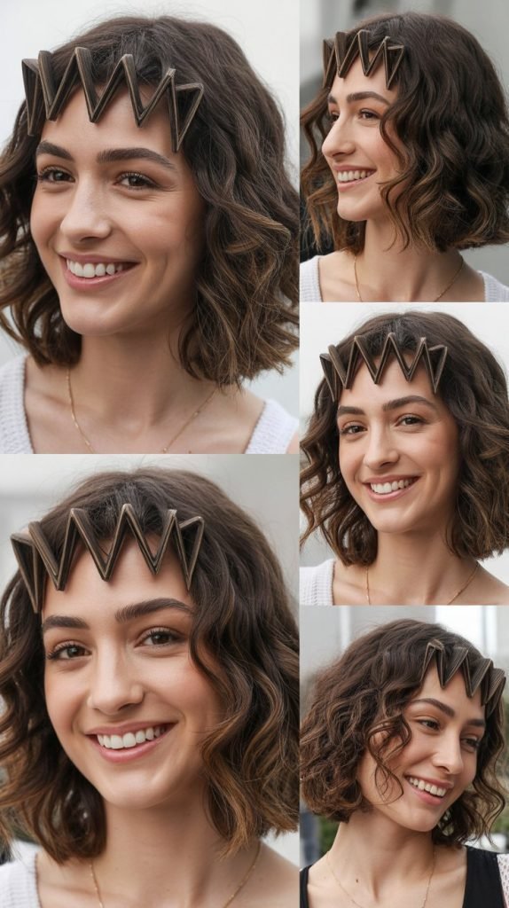 Wavy Bob With Zigzag Parted Bangs