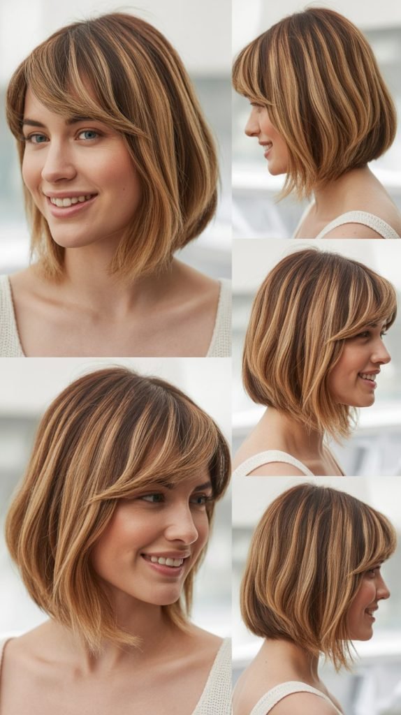  Long Bob With Side Bangs And Balayage