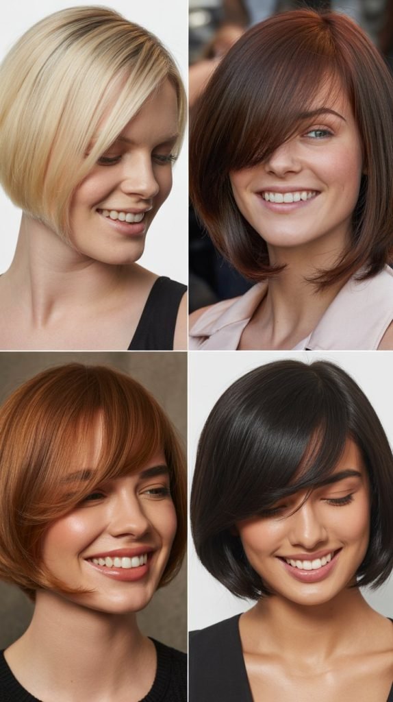 Sleek A-Line Bob With Side-Swept Bangs