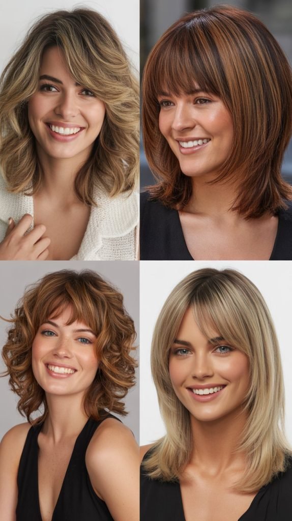 . Mid-Length Shag with Brow-Skimming Bangs