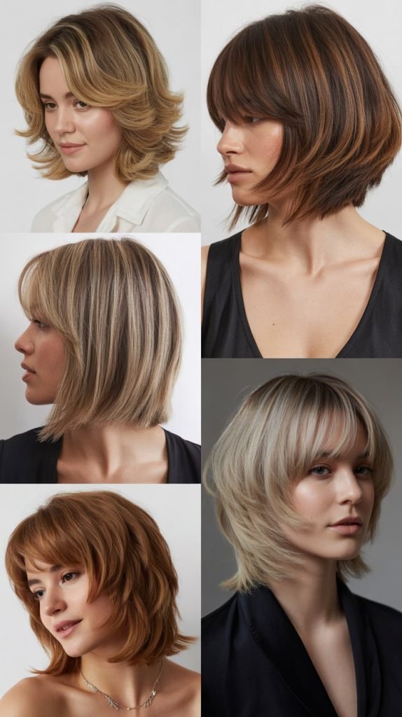 Wavy Bob With Piecey Curtain Bangs