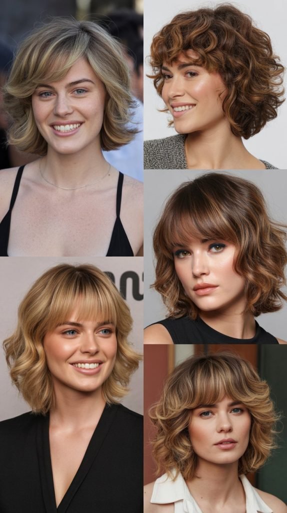  Layered Wavy Bob With Asymmetrical Bangs